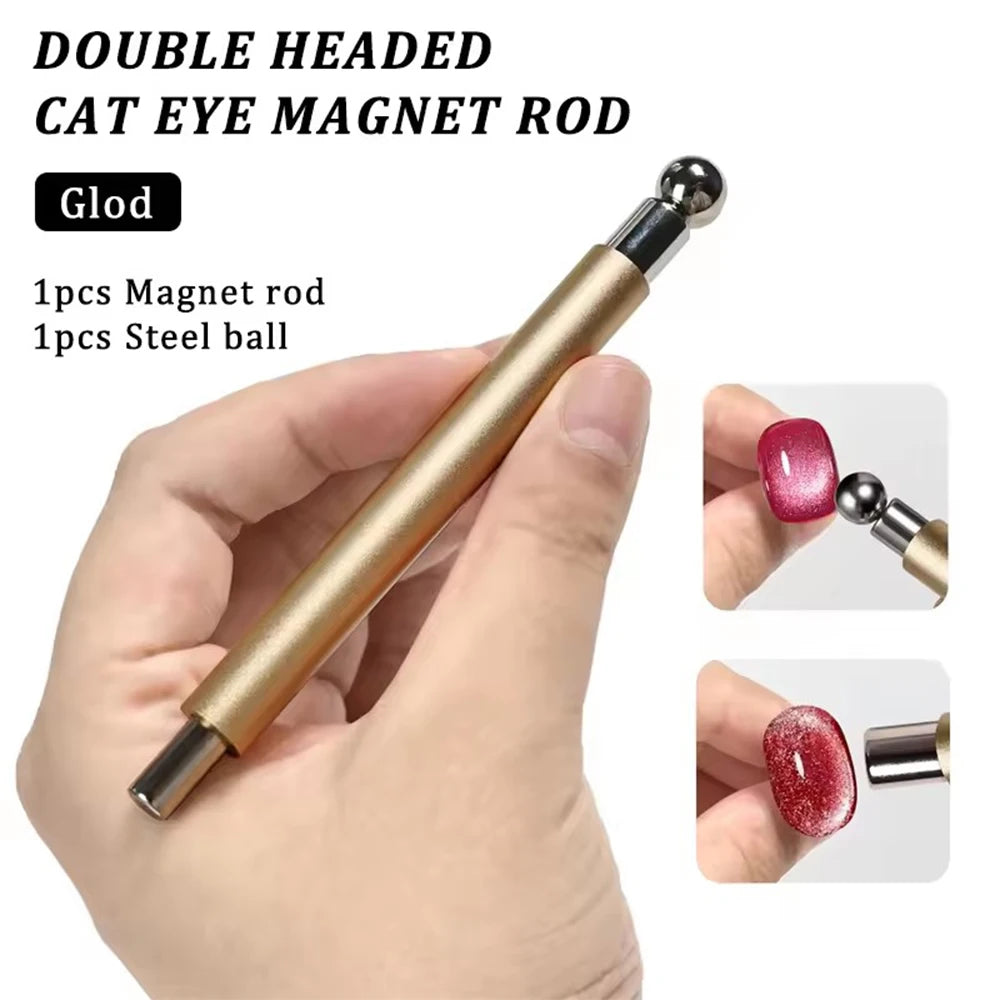 1/2Pcs Nail Cat Eye Magnetic Ball With Nail Magnetic Stick Tool Set Double-head Strong Magnet Pen 3D Cat Eye Gel Nail Supplies