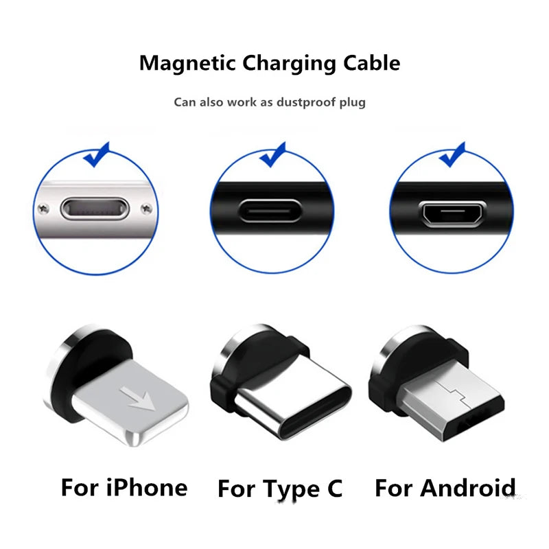2022 New Round Magnetic Cable plug Type C Micro USB C Plugs Fast Charging Phone Microusb Type-C Magnet Charger Plug