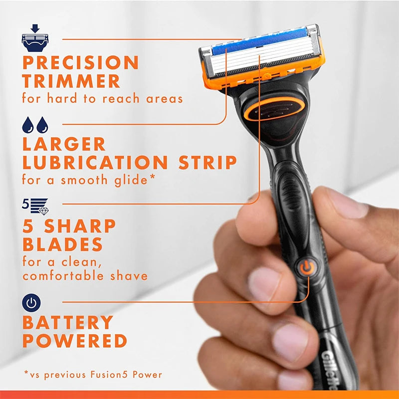 Gillette Fusion 5 FlexBall Power Razor 5 Blade Coating Micro-Vibration Technology Men's Shaver with Precision Trimmer