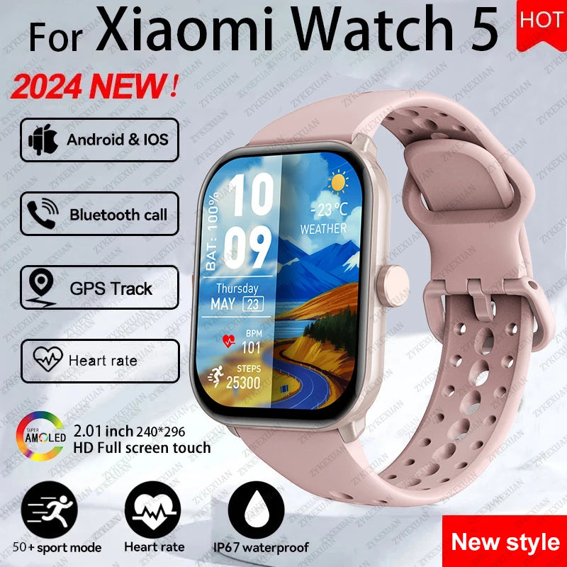 Watch 5 Global Version Smartwatches Men Women HD AMOLED Screen Heart Rate Waterproof Bluetooth Call GPS Track Sports Smart Watch