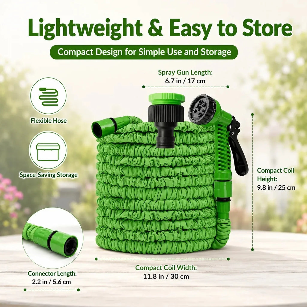 High Pressure Durable Retractable Magic Water Hose with Spray Nozzle Expandable Garden Hose for Car Washing Watering Plants Lawn Care Garden Irrigation Household Cleaning