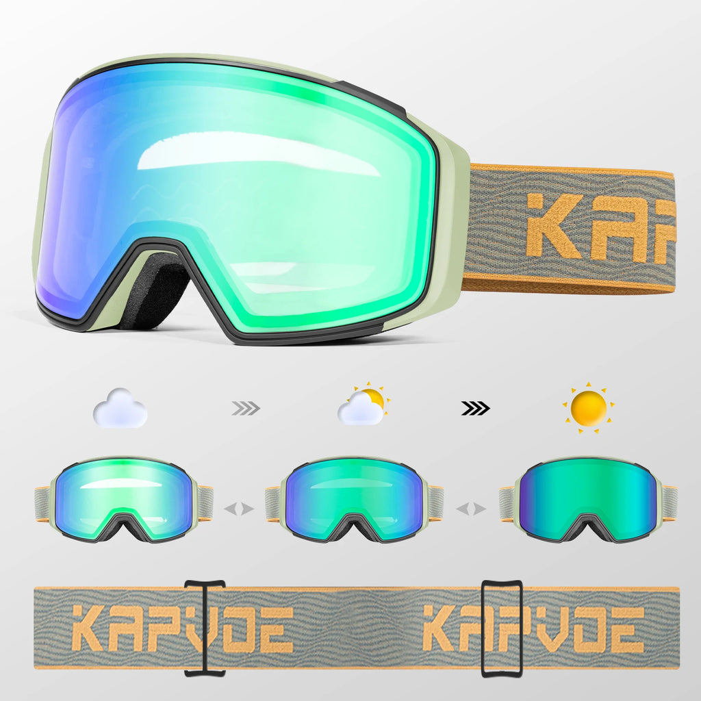 KAPVOE Ski Goggles Double Magnet adsorpt Layers UV400 Anti-fog Ski Glasses Snow Snowboard Glasses Snowmobile Eyewear