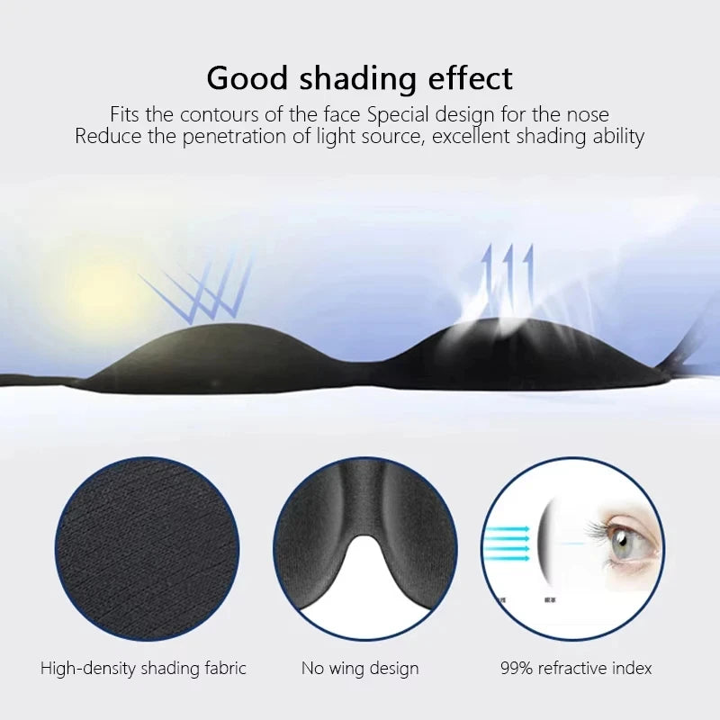 3D Contoured Sleep Eye Mask Light Blocking Concave Blindfold for Deep Sleep Night Vision Men & Women