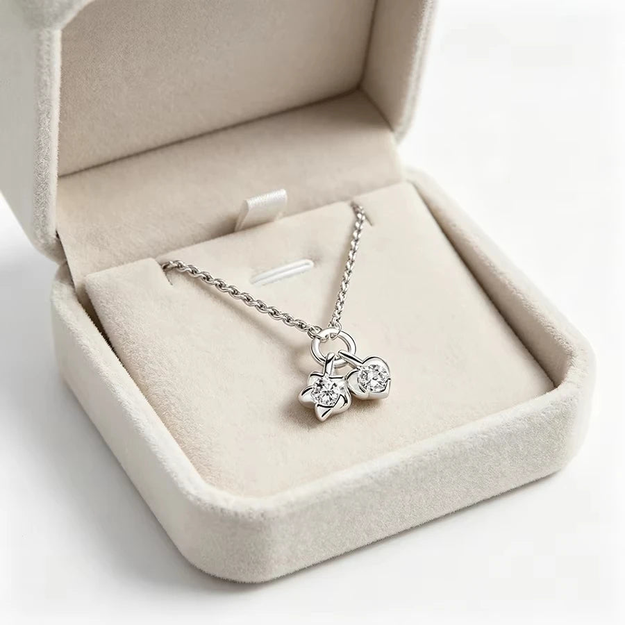 S925 silver clover thread lock bow necklace suitable for women's daily wear DIY exquisite jewelry gifts