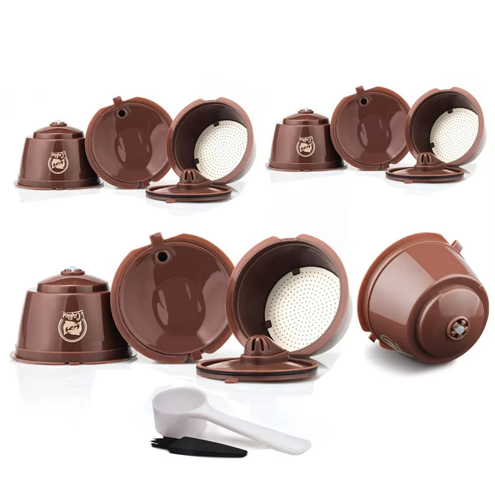 1/2/3/4/6/9/10pcs Refillable Reusable Coffee Capsules Pods For Necafe Dolce Gusto Refillable Crema Coffee Filters with Tamper