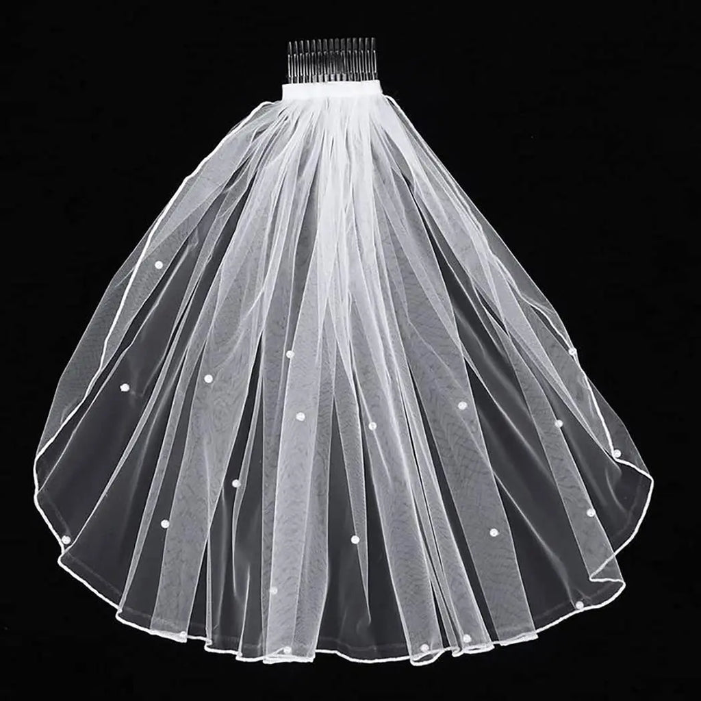 Wedding Veil Comb Bridal Short Crystal Bachelorette Party Bride Shoulder for Women and Girls