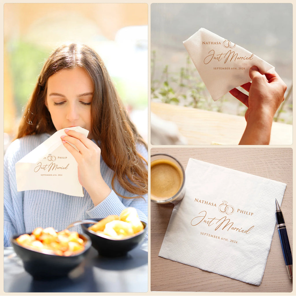 Personalized Paper Napkins for Wedding Custom Napkins of Your Text 50-500pcs Disposable Napkins for Cocktail Party Hen Party