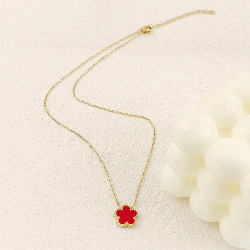 Classic five-leaf clover shell pendant, high quality waterproof metal 18K women's necklace, wedding party jewelry