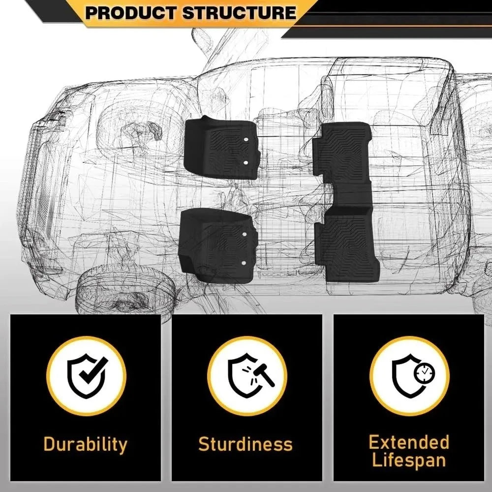 3PCS Car Floor Mats Liner For Chevy Silverado 1500 1999-2004 High Quality TPE All-Weather Automotive Floor Mat Waterproof Non-Slip Heavy Duty Car Mats Flexible Floor Liners Car Accessories