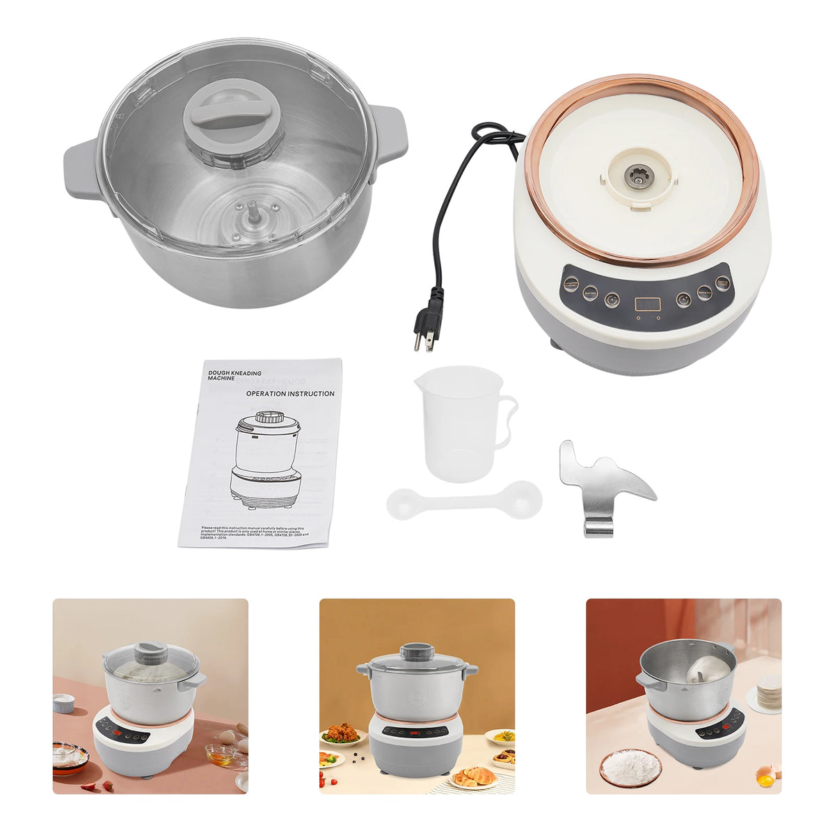 5L Electric Dough Maker US Standard with Ferment Function Electric Flour Kneading Machine Dough Mixer for Bread Pizza Dough