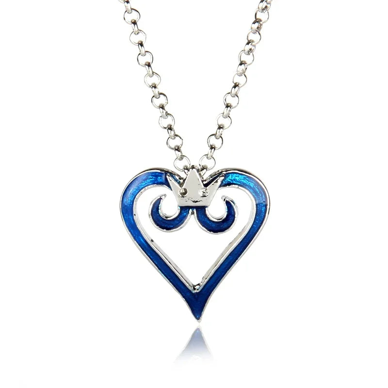Game Kingdom Hearts Chain Pendant Necklace Sora Key Blade Crown Charm Statement Choker Women Men Cosplay Jewelry Gift