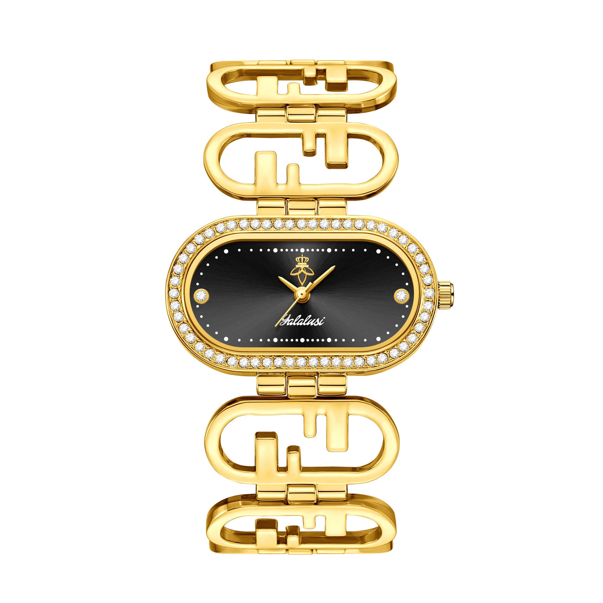 YaLaLuSi Vintage-Style Oval Diamond-Set Ladies’ Watch; Affordable Luxury Skeletonised Bracelet Quartz Ladies’ Watch Reloj