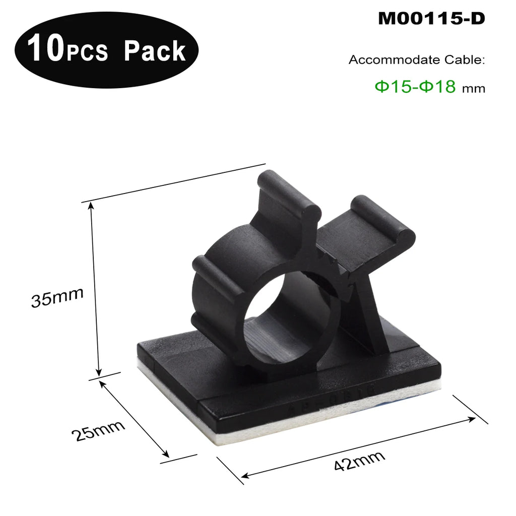 10pcs Lot Adjustable Self-Adhesive Wire Cable Ties Mounts Clamp Clip Organizer Holder, Desk Wire Cable Cord Management