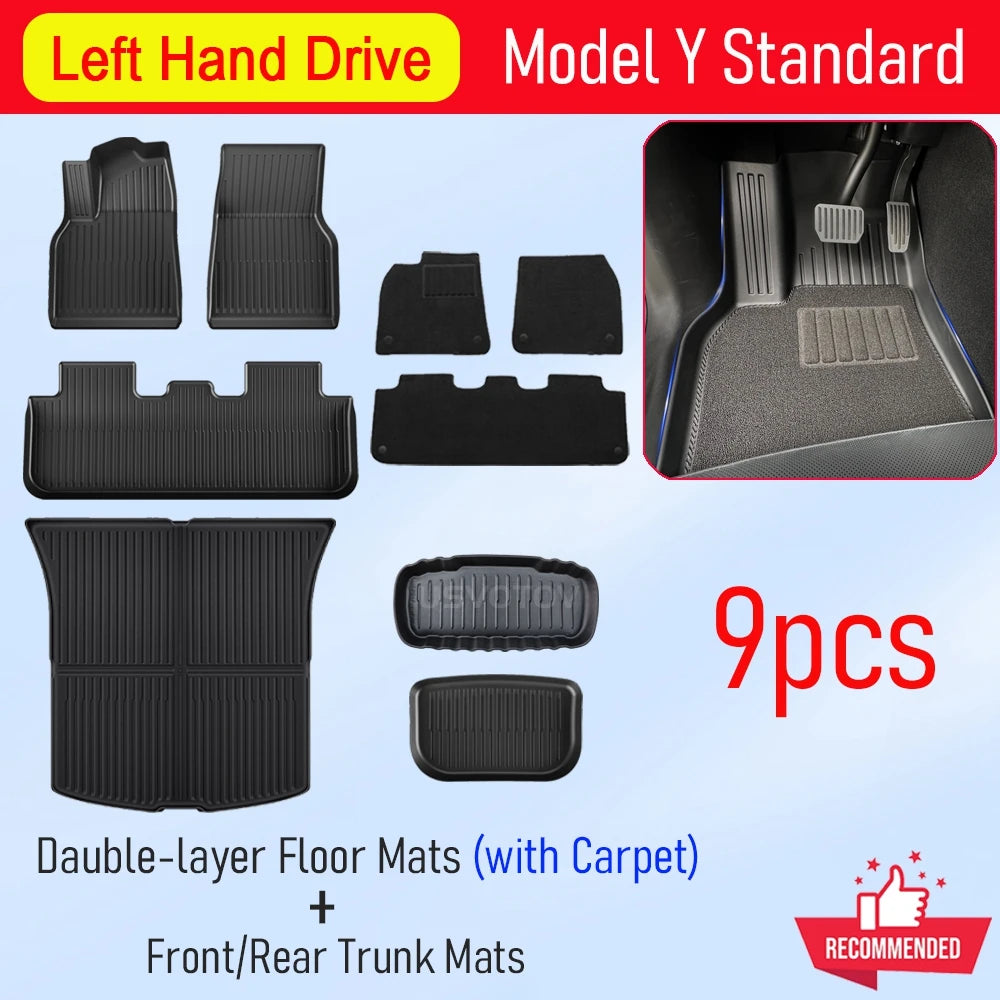 for 2026 2025 Tesla Model Y Standard Floor Mats Trunk Mat Cargo Liner Frunk Backrest Mats Car Accessories (Standard Models Only)