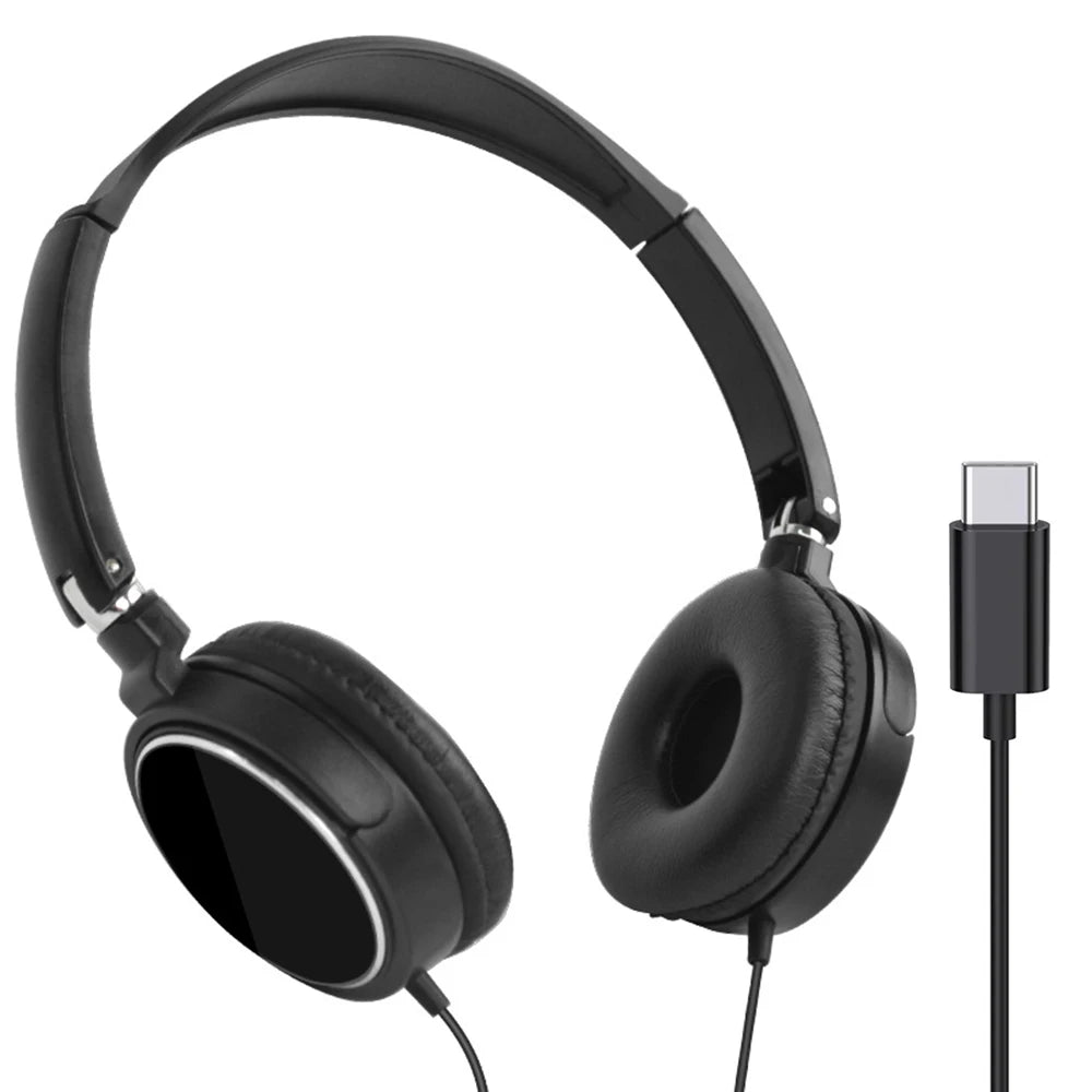 New 3.5mm/Type-C Plug Wired Headphones Foldable Headphones Bass Stereo Fashion Music Earphones For PC MP3 Smartphones Tablet