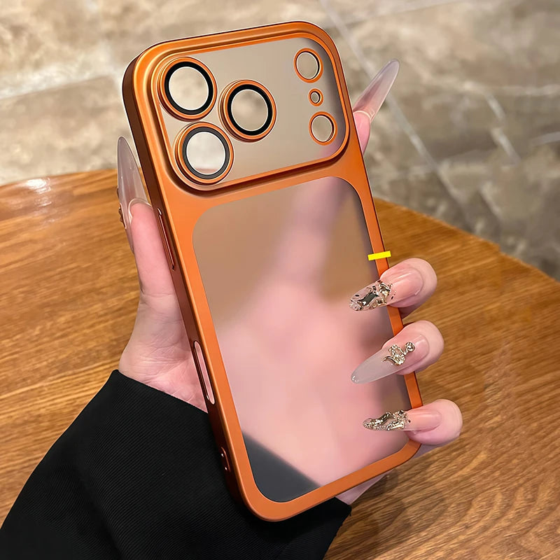 Luxury Plating Nano Matte Translucent Case For iPhone 18 17 16 Plus 15 14 13 Pro Max Air Lens Protection Matte BackPlate Cover