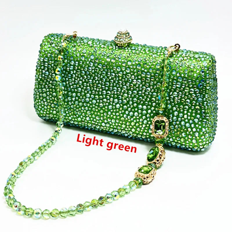 XIYUAN Orange Crystal Evening Clutch Bag Glittering Diamond Crossbody Purse Wedding Bridal Handbag Gorgeous Stones Party Purses