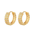 Fashionable And Elegant Shining Zircon Golden Hoop Earrings For Women's Classic Retro Banquet Decoration Exquisite Festival Gift