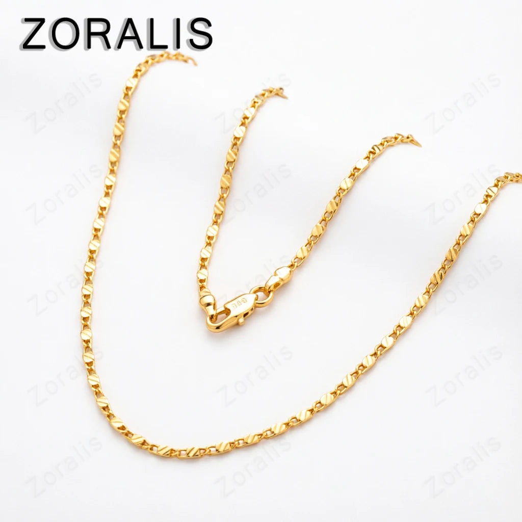 18K Gold 16/18/20/22/24/26/28/30 Inch Figaro Chain Necklaces For Women Luxury Designer Jewelry Free Shipping