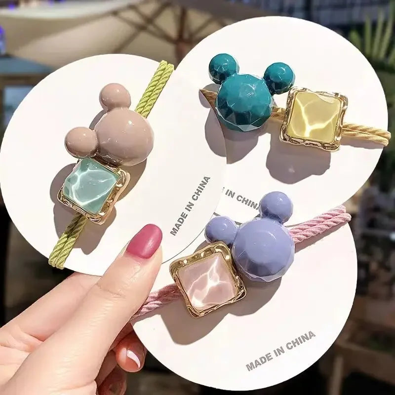 5/10/20PCS Resin Mouse Hair Tie Sweet Hair Ring Square Hair Rope Cute Elastic Ponytail Holder Hair Accessories Women