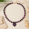 Fashion Ins Heart Stone Pendant Necklace for Women Bohemian CCB Beaded Necklace Jewelry Party Girlfriend Gifts