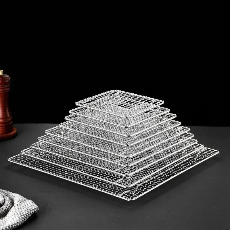 square bbq net rack meshes stainless steel 304 BBQ grill Mesh Rectangular Baking rack with Foot leg Drainage Cake Drying Frame