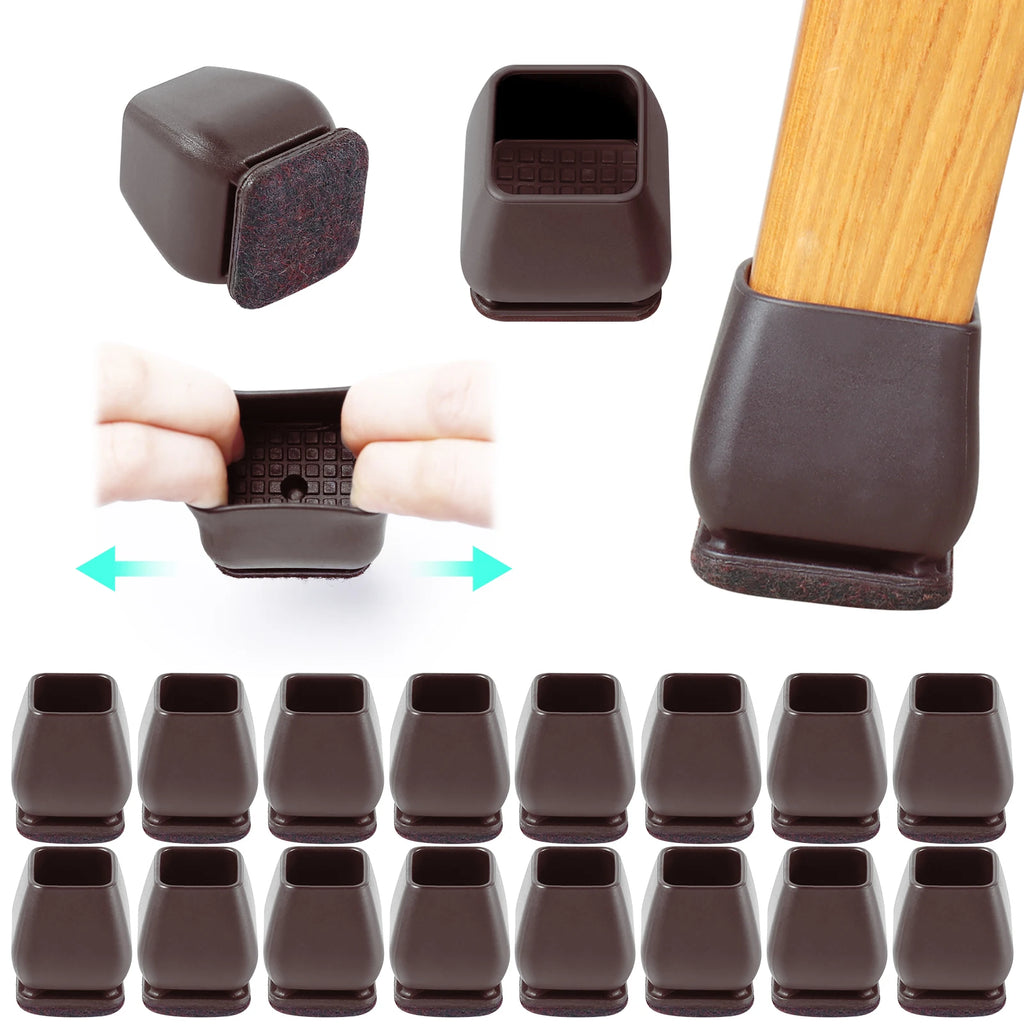 16PCS Silicone Chair Legs Pads Non-Slip Felt Chair Feet Caps Furniture Floor Protectors No Scratches Reduce Noise Home Decor