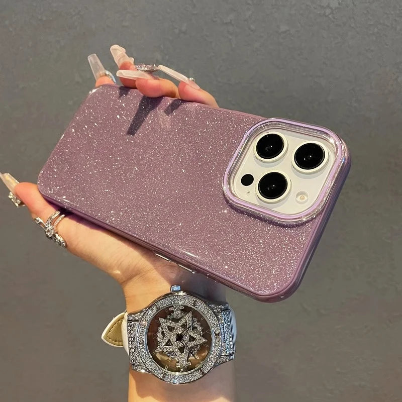 Luxury IMD Glitter Candy Color Hard Case For iPhone 16E 16 15 14 13 12 11 XS Max X XR SE 7 8 Plus Hybrid Silicone Soft PC Cover