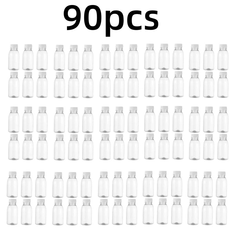 6pcs Small Plastic Bottle 100ml Milk Bottles Small Juice Bottles Leakproof Milk Bottles Portable Beverage Bottles Plastic Water