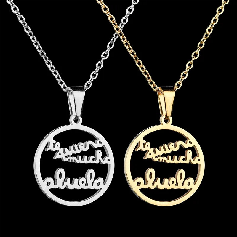 Grandmother Stainless Steel Statement Necklace Women Jewelry Silver Color Necklaces & Pendants Jewelry Navidad