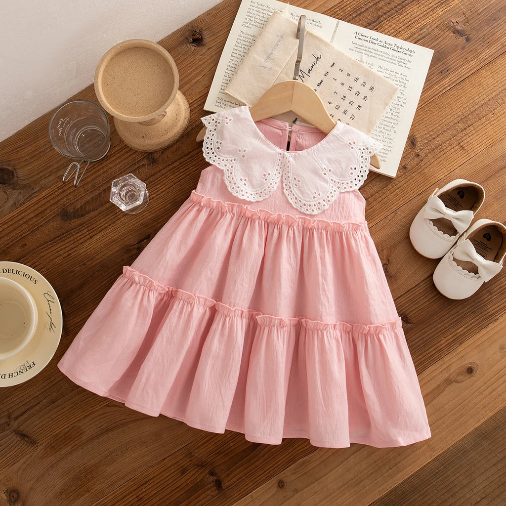 Sweet Solid Color Baby Girl Dress Summer New Children'S Sleeveless Clothes (9 Months -4 Years Old)