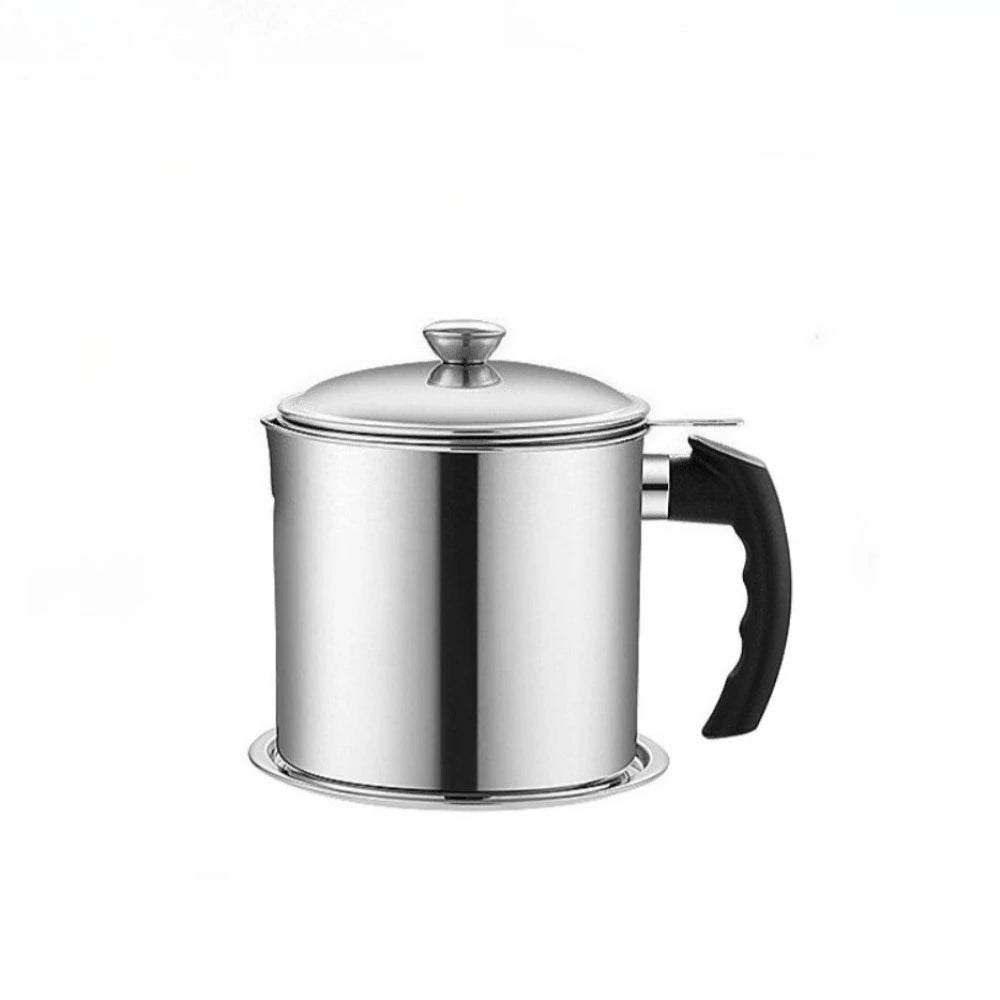 Stainless Steel Oil Filter Cup Kitchen Oil Storage Bottle Leak Proof with Removable Strainer for Storing Frying Oil Kitchenware