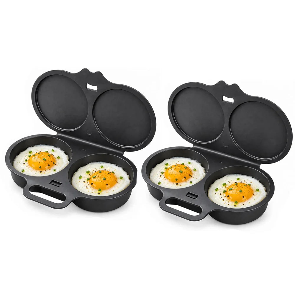 Microwave Egg Cooker Double Cavity Egg Poacher Food Grade Non Stick Egg Steamer Oil Free Breakfast Maker Reusable Kitchen Mold