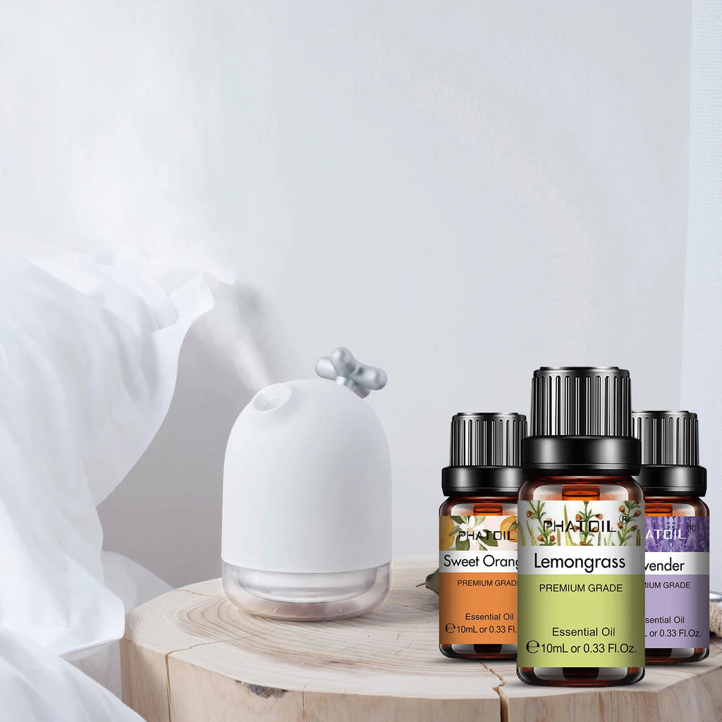 PHATOIL 6pcs Essential Oils Set For Diffuser Candle Making -10ML Lavender Eucalyptus Peppermint Tea Tree Sweet Orange Lemongrass