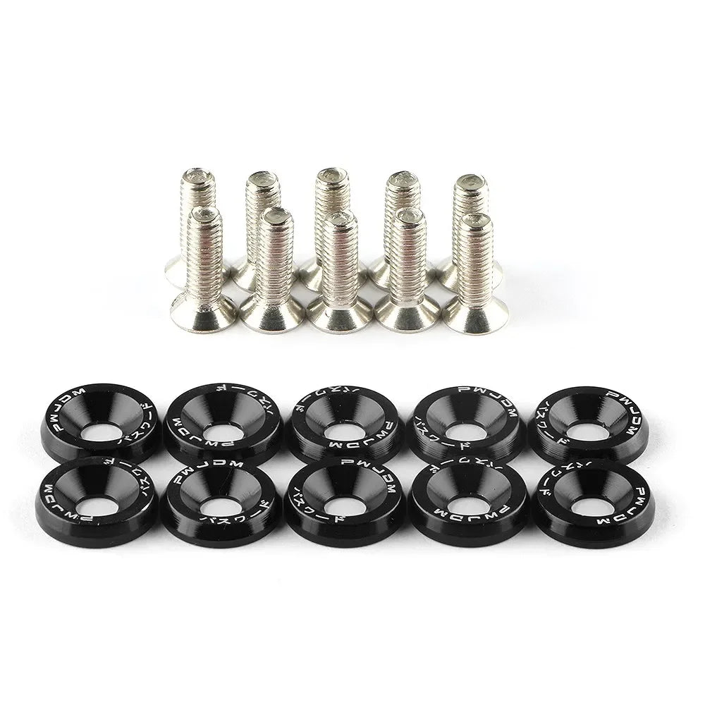 10Pcs M6 Aluminum Alloy Hex Screws Washer License Plate Fasteners Fit For Honda Universal Car Modification Accessories