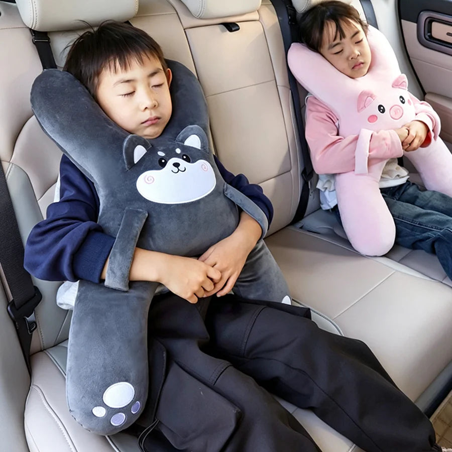 Car Cute Cartoon Pillow Car Mounted Child Sleeping Pillow Car Removable Comfortable Breathable Headrest Lumbar Support