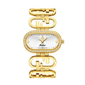 YaLaLuSi Vintage-Style Oval Diamond-Set Ladies’ Watch; Affordable Luxury Skeletonised Bracelet Quartz Ladies’ Watch Reloj