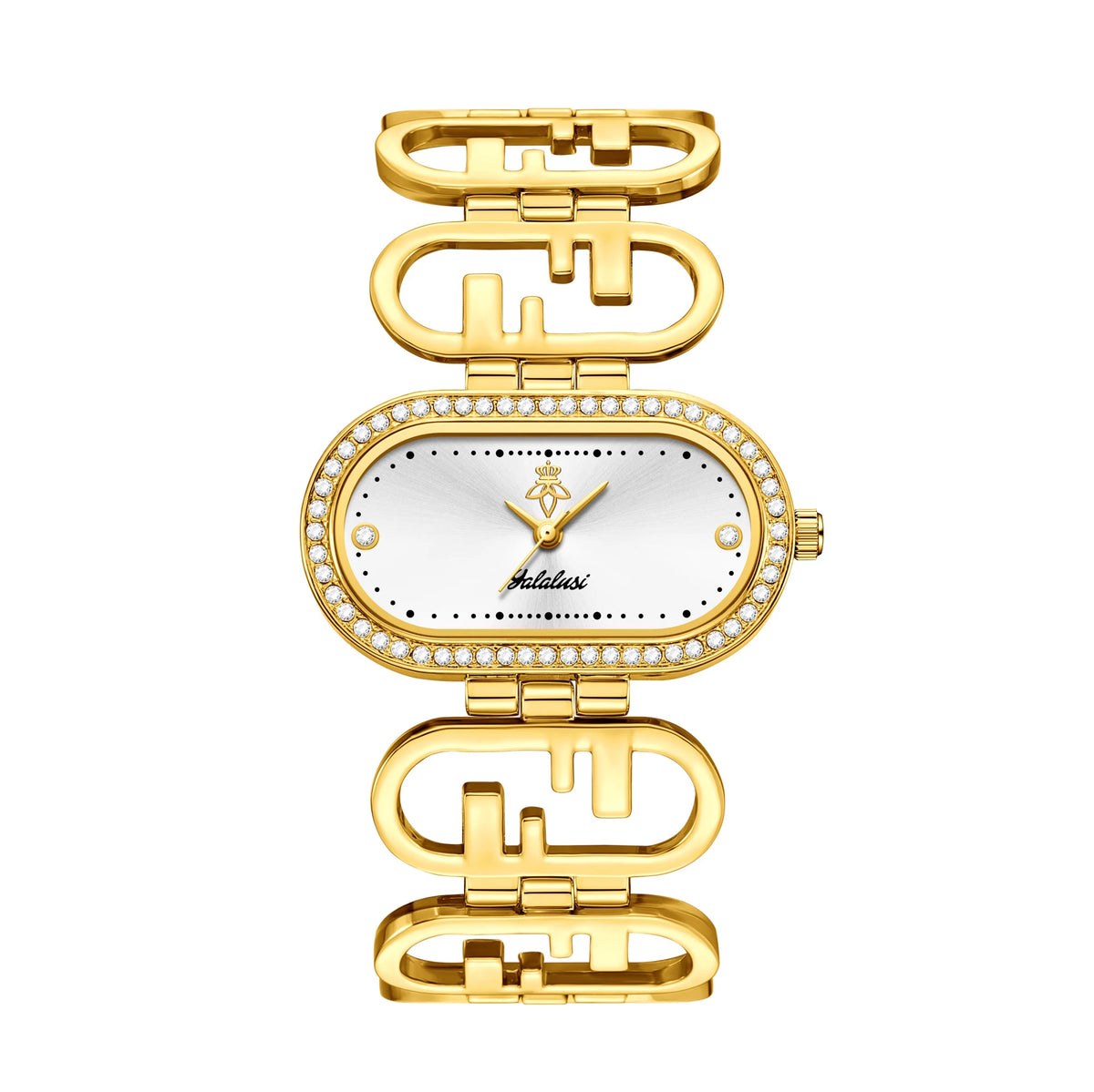 YaLaLuSi Vintage-Style Oval Diamond-Set Ladies’ Watch; Affordable Luxury Skeletonised Bracelet Quartz Ladies’ Watch Reloj