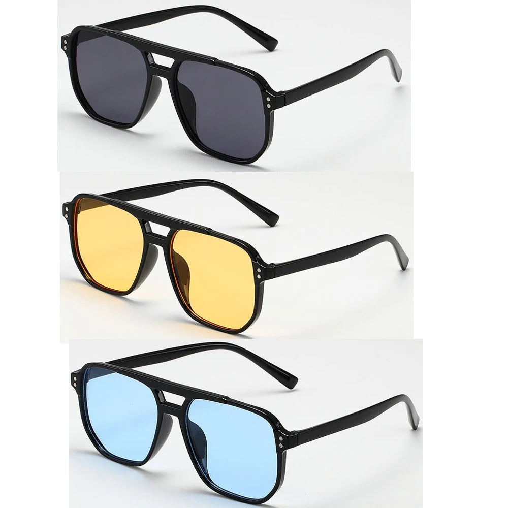 3 Pcs/Set Women Men Square Sun Glasses Retro Polygon Sunglasses Female Vintage Fashion Sunglasses Double Beam Eyeglasses
