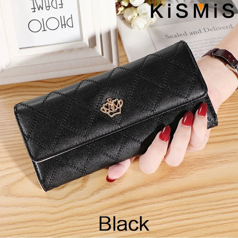 KISMIS Wallets for Women Cute Pink Pocket Womens Wallets Purses Plaid PU Leather Long Wallet Hasp Phone Bag Money Coin Pocket Ca