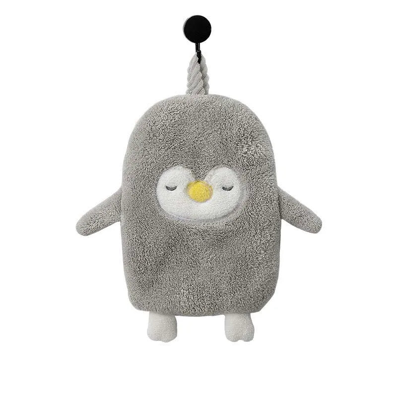 Small Penguin Wipe Hand Towel Hand Towel Kitchen Bathroom Draped Coral Velvet Cartoon Hand Towel Animal Thickening Absorbent