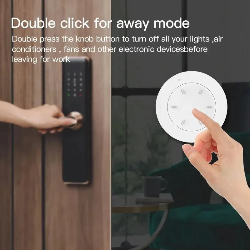 Smart Knob Switch DIY Wireless Scene Button Rotatable Dimmer Switch Home for Tuya ZigBee Smart Appliances Automation Linkage