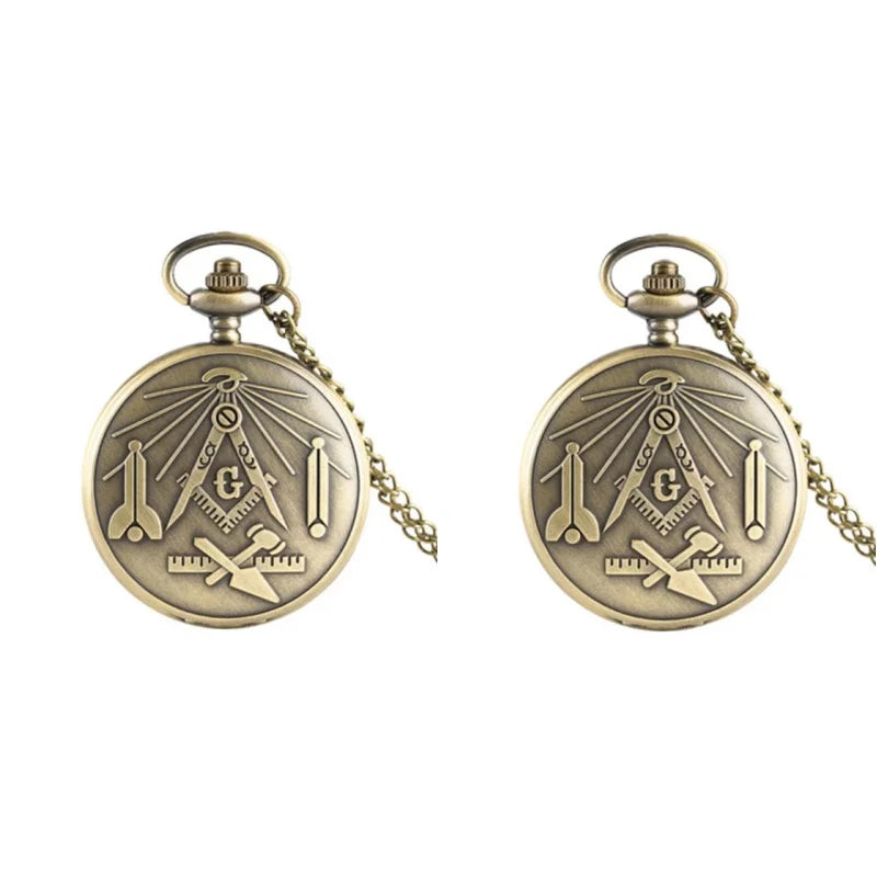 Bronze Masonic Vintage Necklace Pendant Quartz Clamshell Arabic Digital Pocket Watch The Best Gift
