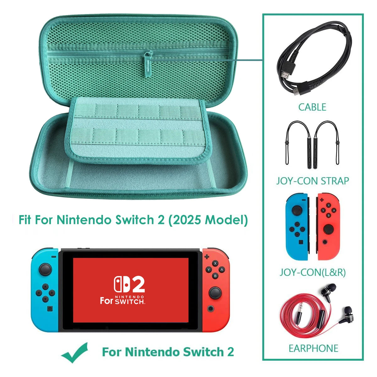 Carrying Case Kit For Switch 2, Protective Portable Hard Shell Storage Bag for NS2 Animal Crossing Console, Ravel Case for NS 2