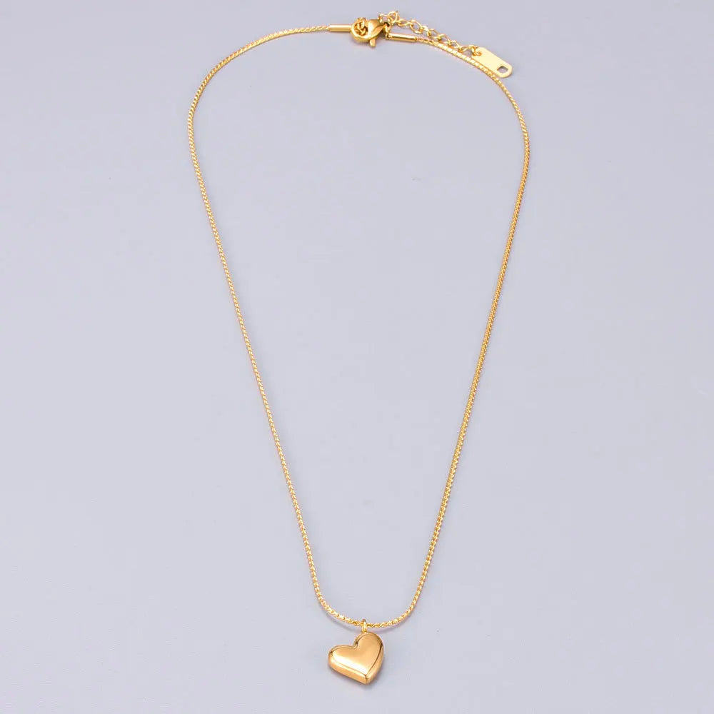 L236 Heart-shaped Peach-shaped Japanese-style Student Hairpin Necklace - Collar Chain - Stainless Steel with 18K Gold Plating
