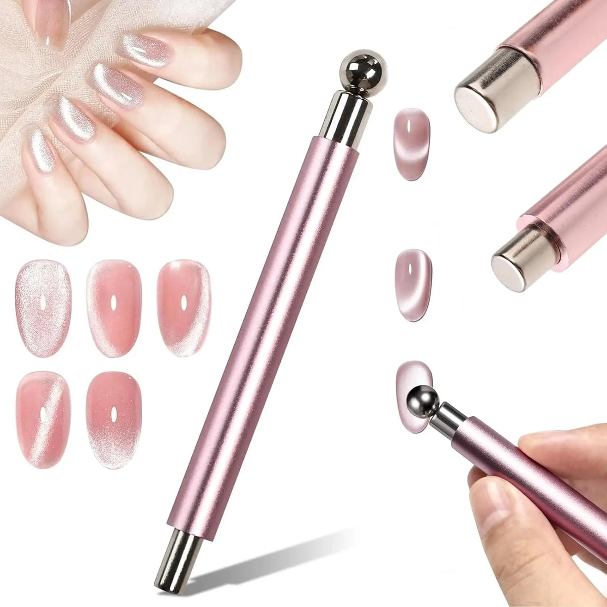 1/2Pcs Nail Cat Eye Magnetic Ball With Nail Magnetic Stick Tool Set Double-head Strong Magnet Pen 3D Cat Eye Gel Nail Supplies