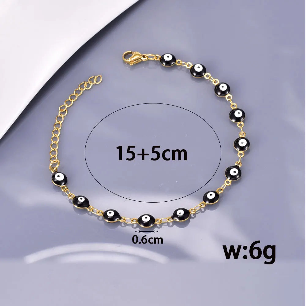 S33 European, American and Turkish Evil Eye color-blocked stainless Steel Bracelet Round Eye EVIL Eye