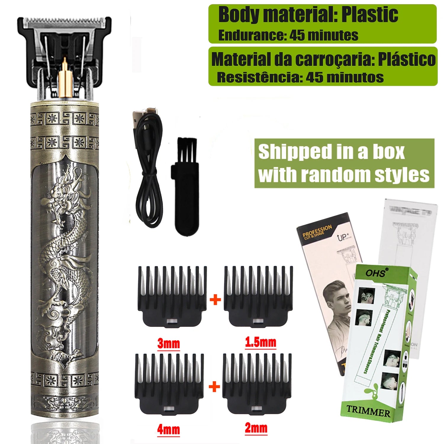Tondeuse Dragon Vintage T9 Cordless Professional Hair Clippers Electric Trimmers For Men Clipper hair cutting machine Shaver