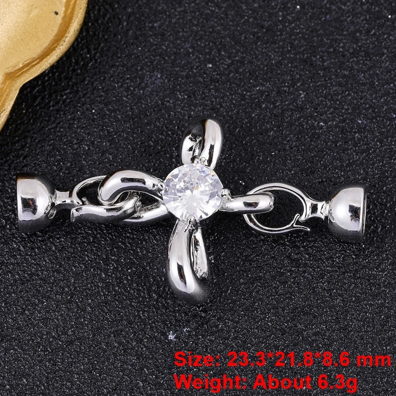 Juya 18K Gold Plated Decorative Fasteners Connector Locks Pearls Clasps Accessories For DIY Needlework Beads Jewelry Making