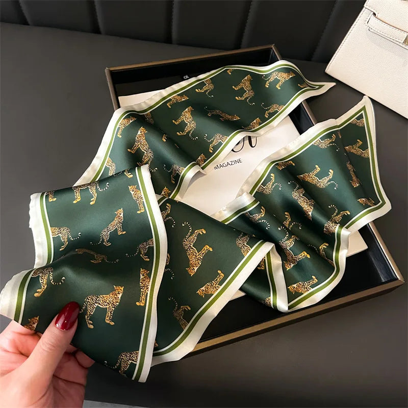 NEW Fashion Print Long Silk Scarf Graphic Ribbon For Women Soft Cozy Silk Scarf Versatile Neckerchief Length Luxury Headband